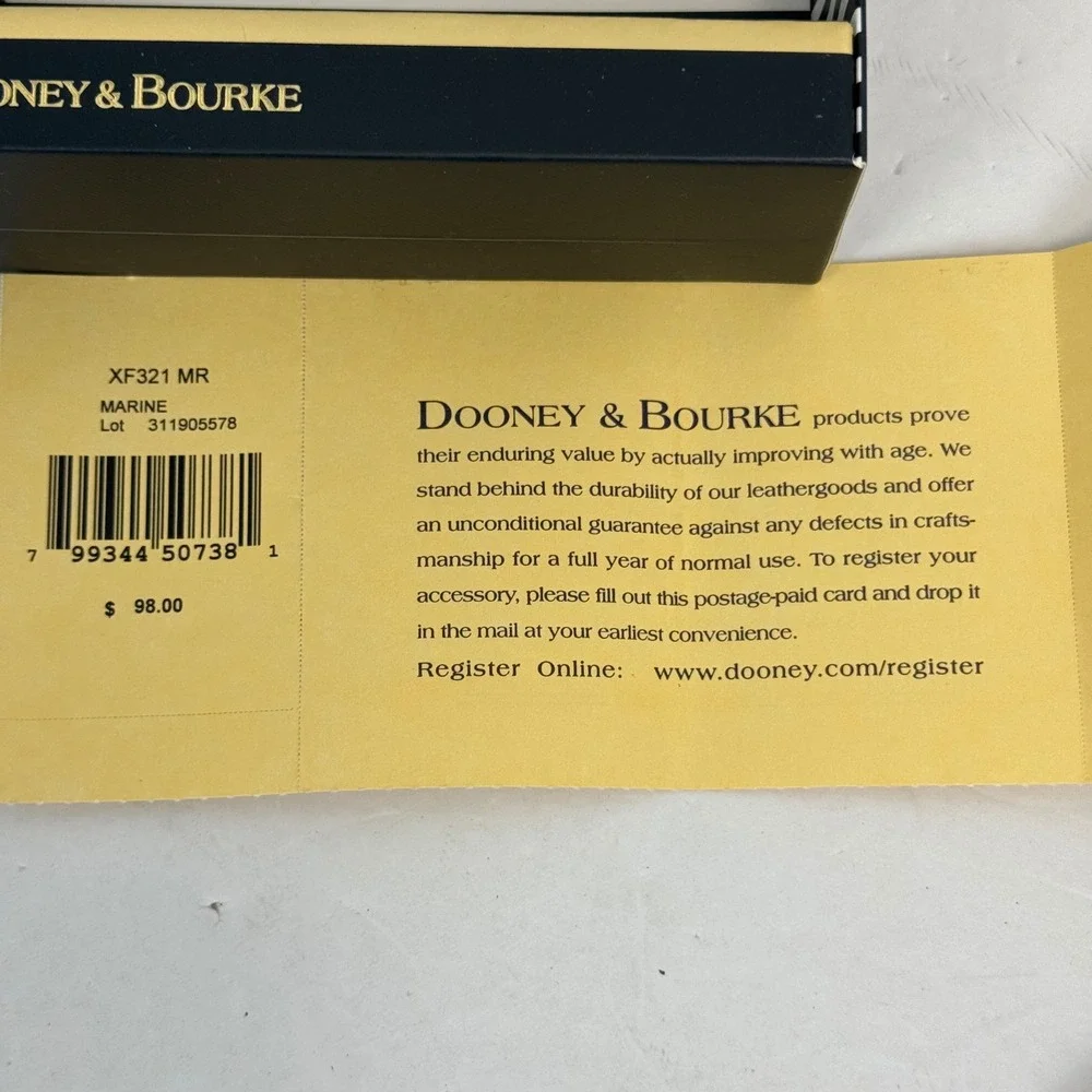 Dooney & Bourke Marine Blue Saffiano Leather 3 Piece Gift Set Pouch Card Key Fob